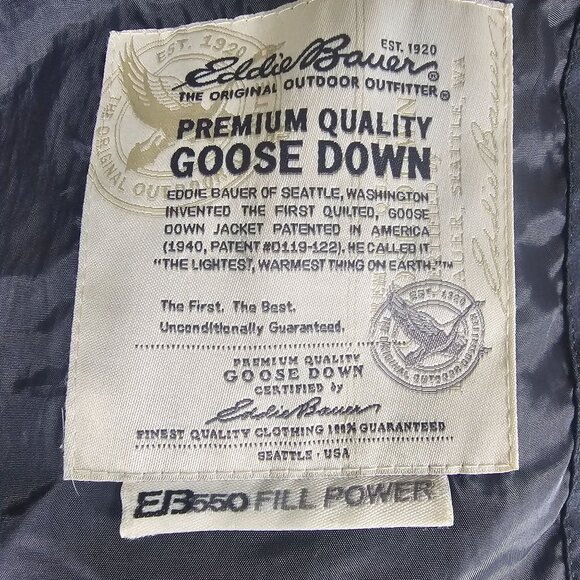 Eddie Bauer Mens Goose Down Puffer Jacket Sz L Black EB550 Fill Gorpcore - Picture 8 of 13
